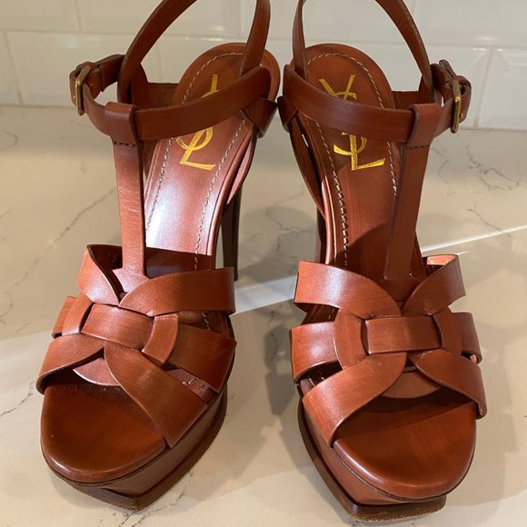 Saint Laurent Tribute Platform Leather Sandal - Picture 1 of 15